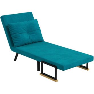 HOMCOM Poltrona Letto con Schienale Reclinabile in 5 Posizioni Blu Scuro - Homcom