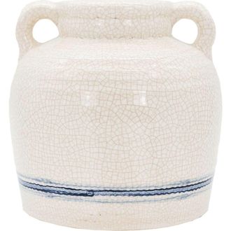 Foreside Home And Garden Vintage Crackle Vase with Handles Blue Stripe Stoneware at Nordstrom