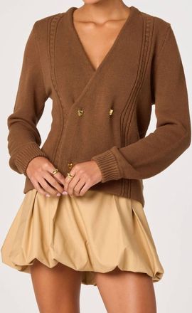 Astr Merritt Double Breasted Cardigan In Brown