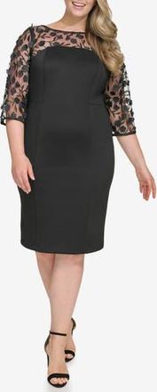 Eliza J Mixed Media Cocktail Dress in Black at Nordstrom Rack, Size 22W