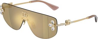 Dolce & Gabbana Rechthoekige Zonnebril - Dames - Zonnebrillen - Geel - 38 MM - Accessoires