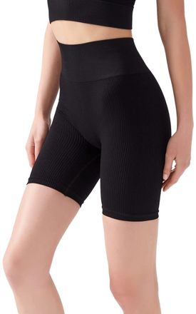 LOS OJOS Ribbed biker shorts voor dames, zwart, XS/S