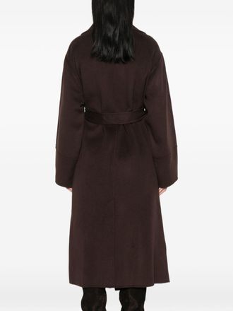Soft Goat Shawl Collar Wool Coat - Brown