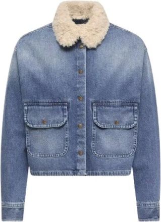 Moncler Dames, Jassen, Blauw, Maat: 3XS Denim