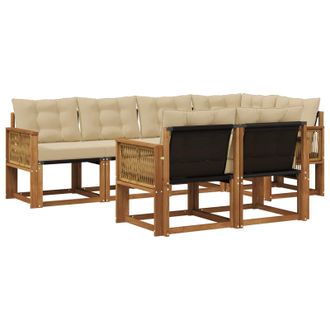 vidaXL Conjunto De Sof&aacute;s De Exterior Con Coj&iacute;n 7 Pcs Natural Y Beige Vidaxl
