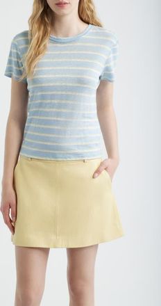 Frame Denim The Linen Baby Tee in Chambray Blue Multi at Nordstrom, Size X-Small