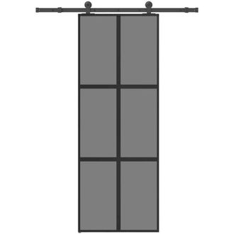 vidaXL Puerta Corredera Set Herrajes Vidrio Templado Aluminio 76x205cm