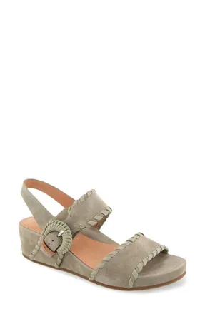 Gentle Souls Gayle Slingback Wedge Sandal in Silver Sage Suede at Nordstrom, Size 6.5