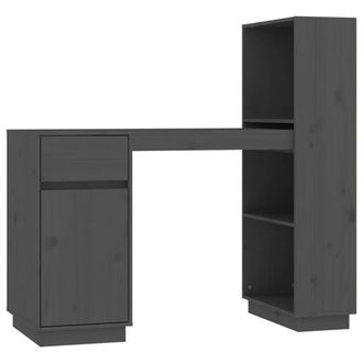 vidaXL Escritorio De Madera Maciza De Pino Gris 110x53x117 Cm Vidaxl