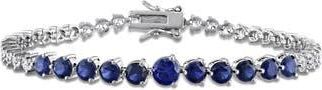 Delmar Sterling Silver Lab Grown Blue & White Sapphire Tennis Bracelet at Nordstrom Rack