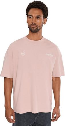 AllSaints Emblem Short Sleeve Crew Mens T Shirt Sunbaked Pink : 2XL, Cotton