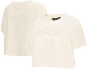 Pro Standard Womens Pro Standard Cream Brooklyn Nets Neutral Boxy Crop T-Shirt at Nordstrom, Size X-Large
