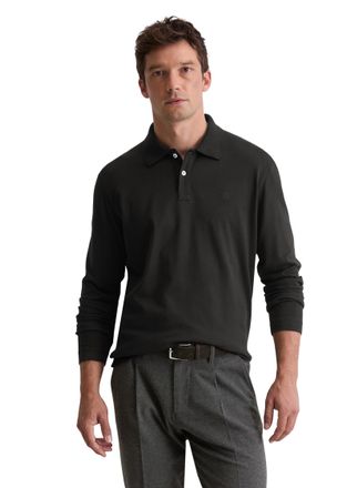 Marc O'Polo Langarm-Poloshirt MARC OPOLO, Herren, Gr. L, schwarz, Jersey, Obermaterial: 100% Baumwolle, regular fit, Shirts Langarm-Poloshirt