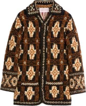 Valentino Garavani Wollen vest met geometrisch patroon - Bruin