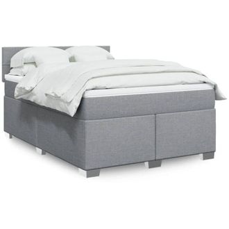 vidaXL Vidaxl - Cama Box Spring Con Colch&oacute;n Tela Gris Claro 140x190 Cm