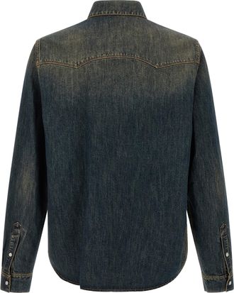 Fendi Vintage-Effect Denim Shirt - Blue