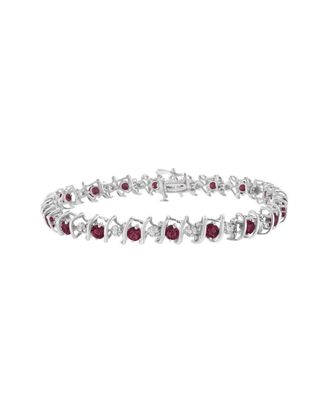House of Brilliance Haus Of Brilliance Silver 4.56 Ct. Tw. Diamond & Lab-Grown Ruby Tennis Bracelet