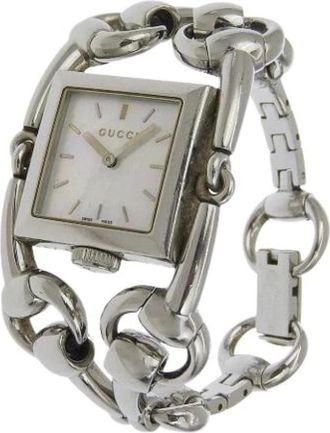 Gucci Pre-owned Stainless Steel Horloge - Dames - Vintage Horloges - Wit - ONE Size - Vintage