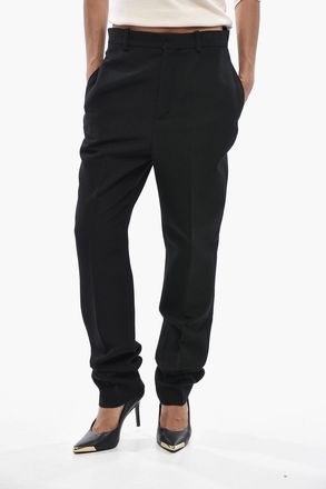 Saint Laurent Pantaloni in Lana Slim Fit con Abbottonatura Nascosta Saint Laurent