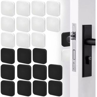 OEM Juego De 22 Topes De Manija De Puerta Para Montaje En Pared, 40 X 10 Mm, Topes De Puerta De Silicona En Blanco Y Negro - Crezuo