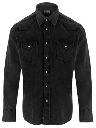 Alessandro Gherardi Black Flap-Pocket Ribbed Cotton Shirt