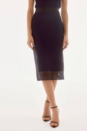 Joseph Ribkoff Guipure Lace High Waist Pencil Skirt In Midnight Blue