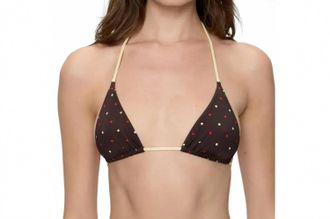 Frankies Bikinis Nick Reversible Shine Bikini Top In Honey Bug