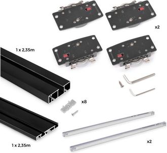 Emuca Emuca Sistema Flow 2 De Superficie En Formato Kit Para Un Armario De 2 Puertas Correderas De Madera Apoyadas Con Cierre Suave
