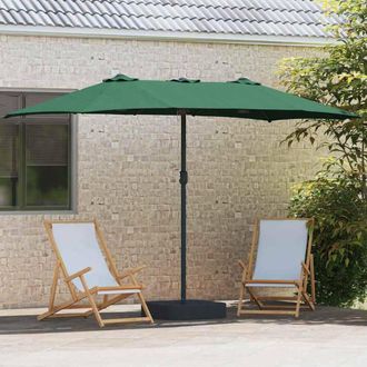 Berkfield Home Modern Garden Parasol Folding Green 385 x 209 x 244 cm Fabric