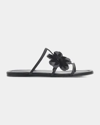 Zimmermann Belara Flower-Appliqu&eacute; Leather Sandals