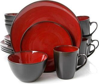 Gibson Home Round 16-Piece Dinnerware Set, Burgundy in Red at Nordstrom