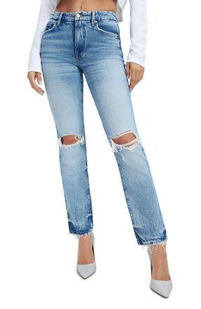 Good American Good Icon High Waist Straight Leg Jeans in Indigo345 at Nordstrom, Size 24