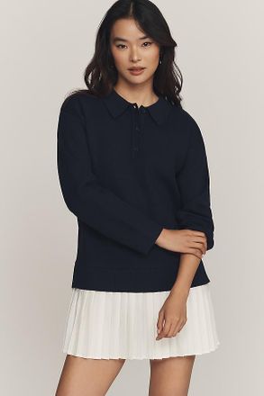 English Factory Collared Long-Sleeve Twofer Mini Dress