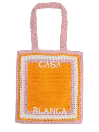 Casablanca Unisex Tote Bag With Logo Orange Cotton Handbags Hand