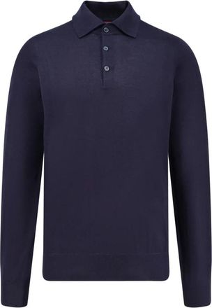 Brunello Cucinelli Lange Mouwen Poloshirt - Heren - Polos - Blauw - XL - Leer - Tops