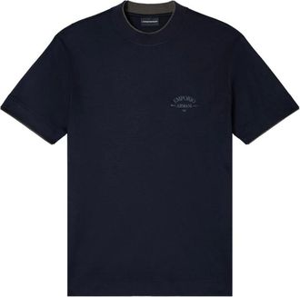 Emporio Armani T-shirt met ronde hals - Heren - Tops - Blauw - Maat: 2XL Katoen