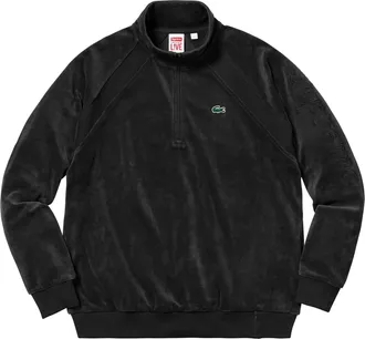 SUPREME SS18 LACOSTE Velour Half-Zip Track Top Black SUP-SS18-574