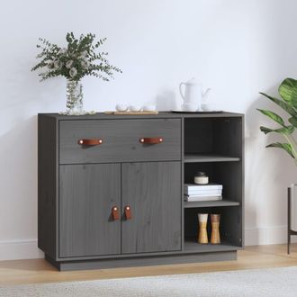 vidaXL Vidaxl - Aparador De Madera Maciza De Pino Gris 98,5x40x75 Cm