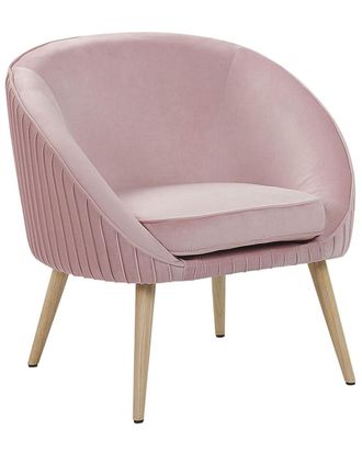 Beliani Sill&oacute;n terciopelo rosa
