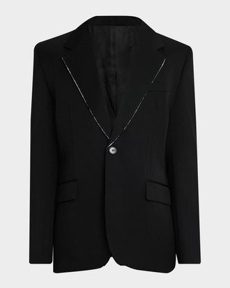 Givenchy Mens Fitted Wool Raw-Edge Two-Button Blazer