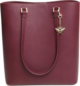 Alice Wheeler Marlow Tote Bag, Large Structured Faux Leather, Berry Pink, Double Handle