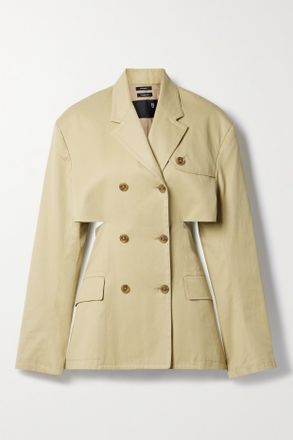R13 Trench Doppiopetto Cut-out In Gabardine Di Cotone - Marrone