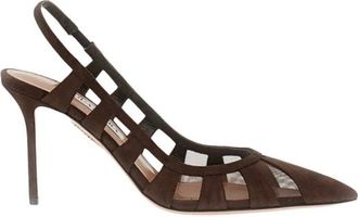 Aquazzura Schoenen, Dames, Bruin, 38 1/2 EU, Leer, D&eacute;collet&eacute; Slingback