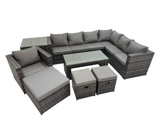 Fimous Garden Furniture Set with Chair 3 Stool Side Table Dark Grey Mixed