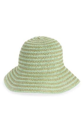 Nordstrom Rack Stripe Straw Bucket Hat in Green at Nordstrom Rack