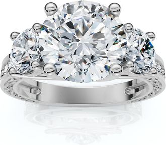 Pompeii3 Certified 3.40Ct Round Cut Diamond Engagement Ring 14k Gold Lab Grown