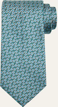 Charvet Mens Swirl Polka Dot Silk Tie