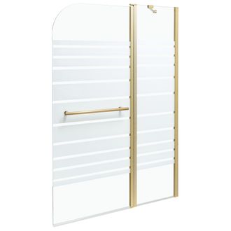 Beliani Mampara De Ba&ntilde;o Minimalista Con Puerta De Vidrio Templado Dorado 140 X 100 Cm Tuapi