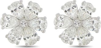 Luxury Bazaar 18K White Gold 2.70ct Diamond Flower Earrings AER-19962