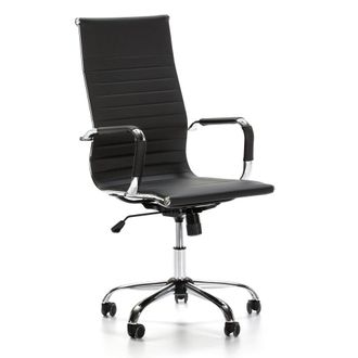 HOMN Sill&oacute;n de oficina reclinable negro, piel sint&eacute;tica, altura ajustable